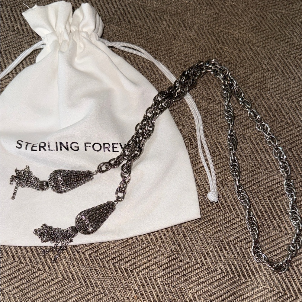 Sterling Forever Silver Tassel Lariat Necklace